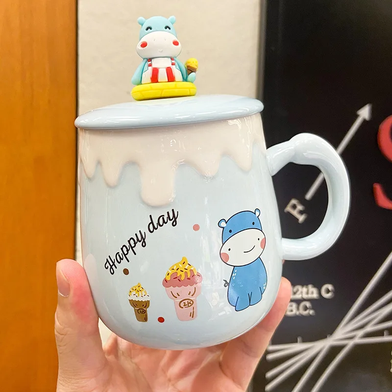 Cartoon Cow Ceramic Cup With Lid Spoon Mug Cute Breakfast Cup Cute and  Different Cups of Coffee Personalized Gift Original Mugs - AliExpress