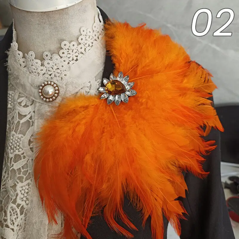 Unisex Strass Feder Brosche Kristall Brosche Pin für Jeans Taille Kleid Zubehör Schulterbrett Karneval Bühne Party Epaulet – Detail 7