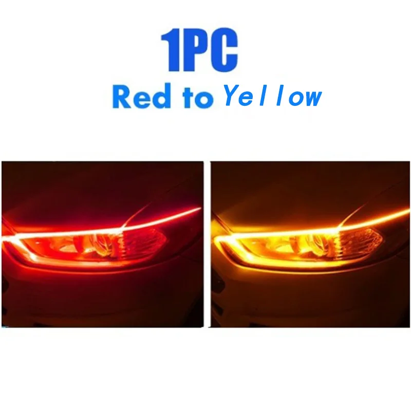 ตัวเลือกสินค้า ไฟหน้ารถยนต์ LED 12V ยืดหยุ่น กันน้ำ Auto DRL สีขาว เบรคเหลือง