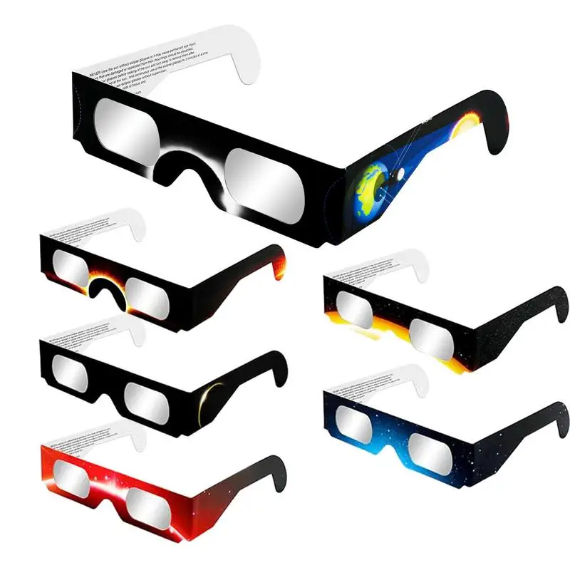 Solar Eclipse Eyeglasses 6pcs Paper Framed Filter Lens Observation Glasses UV Protection Viewing Glasses For Educator