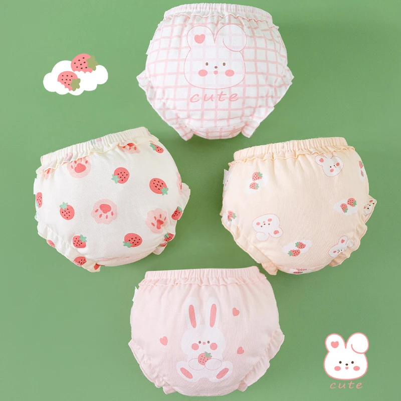 4 Piece/Lot Baby Girl 100%Cotton Panties Kids Infant Newborn Fashion Bow Underpants Wear Outside Shorts For Children Soft Briefs