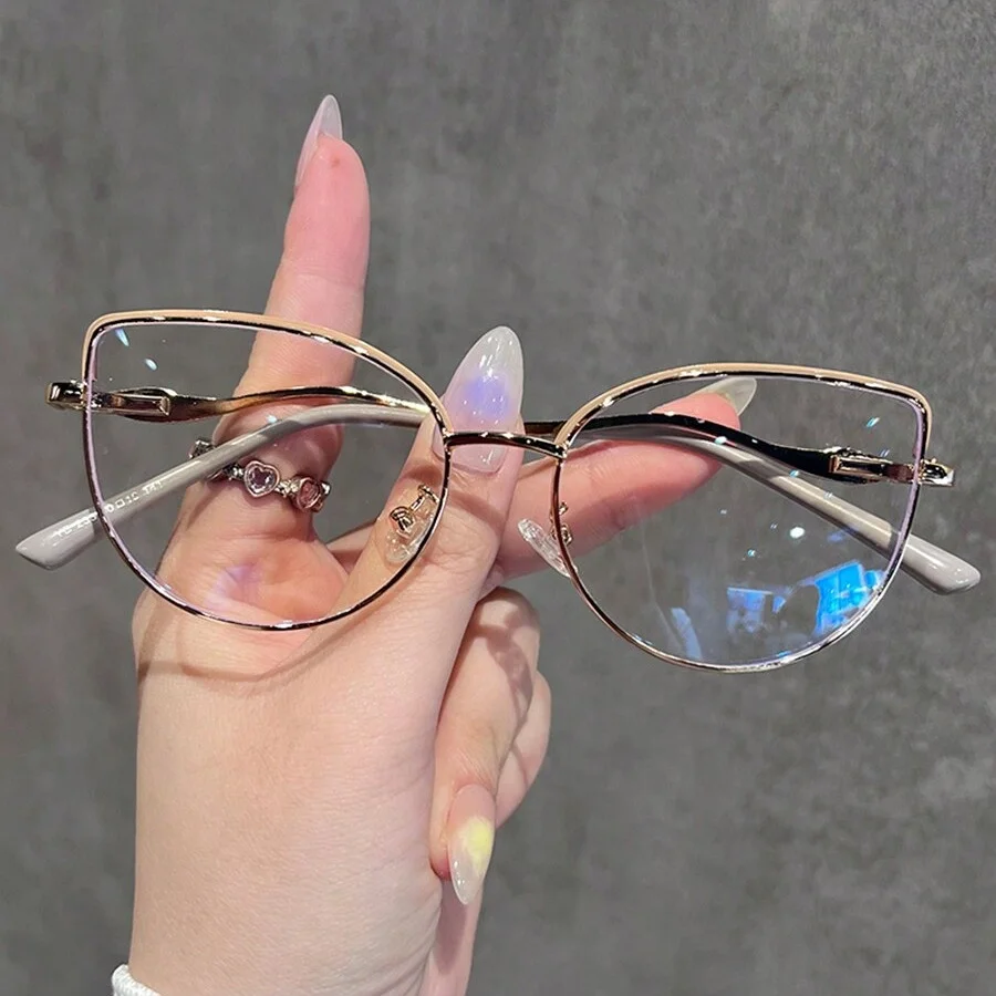 1 Stück Damen Modische schlichte Brille Neuer ultraleichter Retro-Cat-Eye-Stil High-End-Look Natürlich Lässig Vielseitig Schutz Visi – Detail 2
