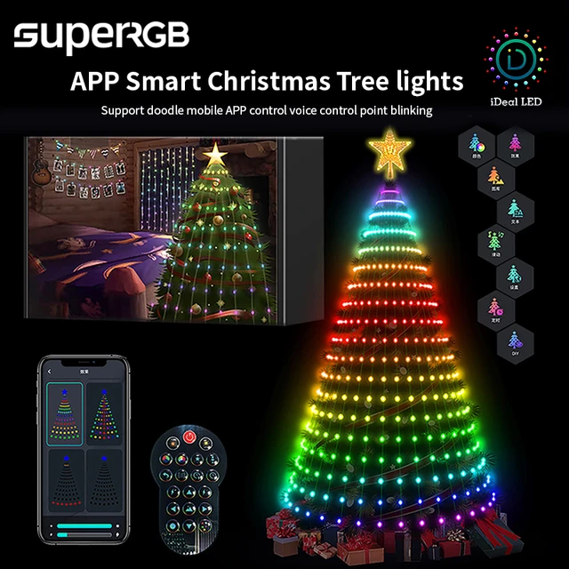 Smart App & Remote Control Christmas Tree Topper,10m USB Plug in Timer Xmas  Decorations 