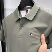 Grande taille hommes coton polos à manches courtes col rabattu brodé T-shirts ample homme Polo sport décontracté hauts 2