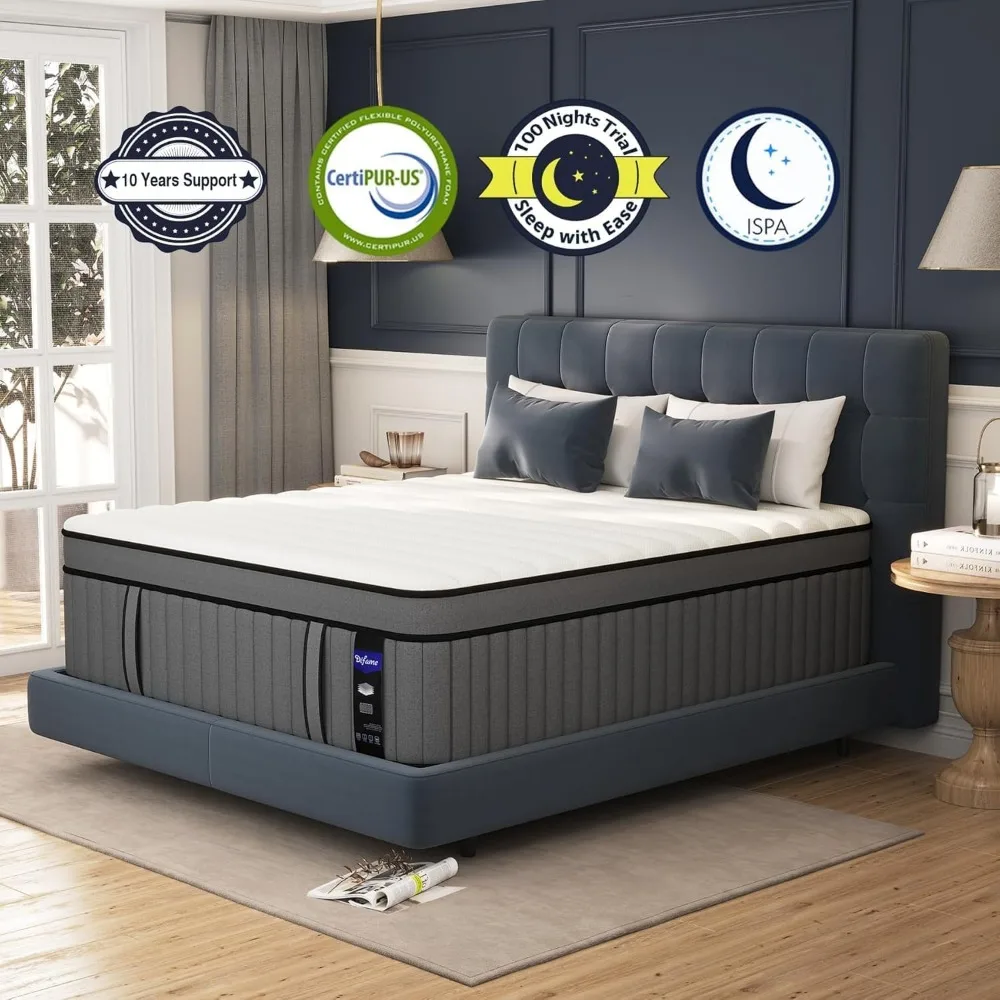 Extra Large Mattress 14 Inch, Gel Memory Foam Mixed Hard Extra Large Mattress, Boxed, with Independent Bagged Spring 6