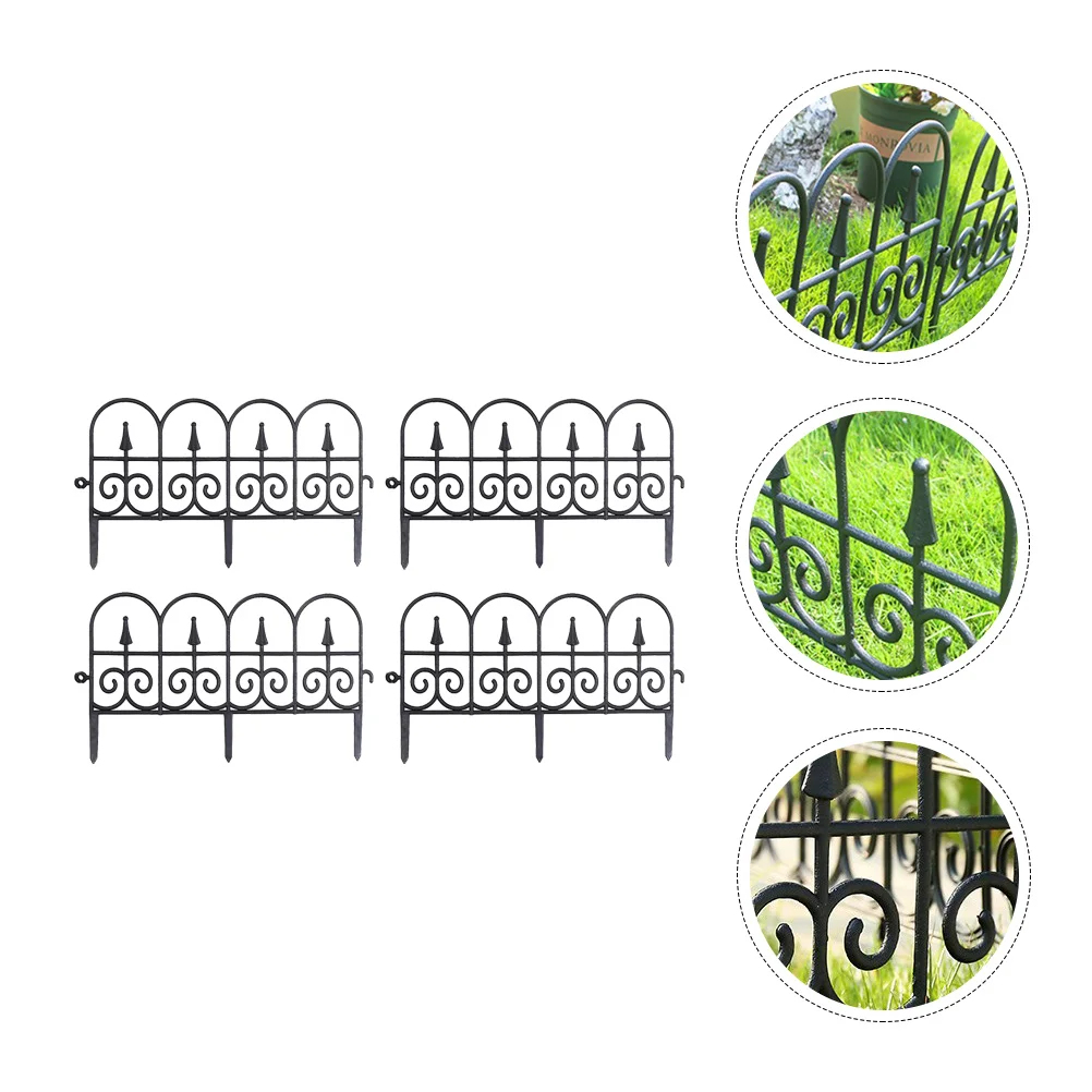 

4 Pcs Flower Bed Fence Plants Decor Garden Iron Lawn Border Wedding Abs Outdoor