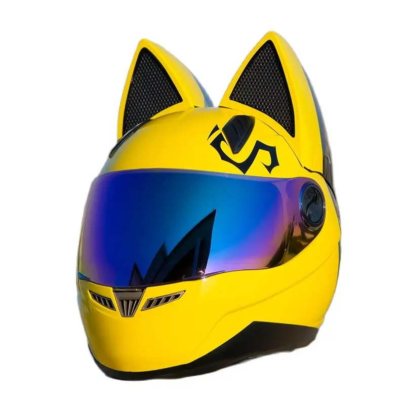 OriginalNITRINOSYeollowCatHelmetWomenLovelyMotorcycleHelmet