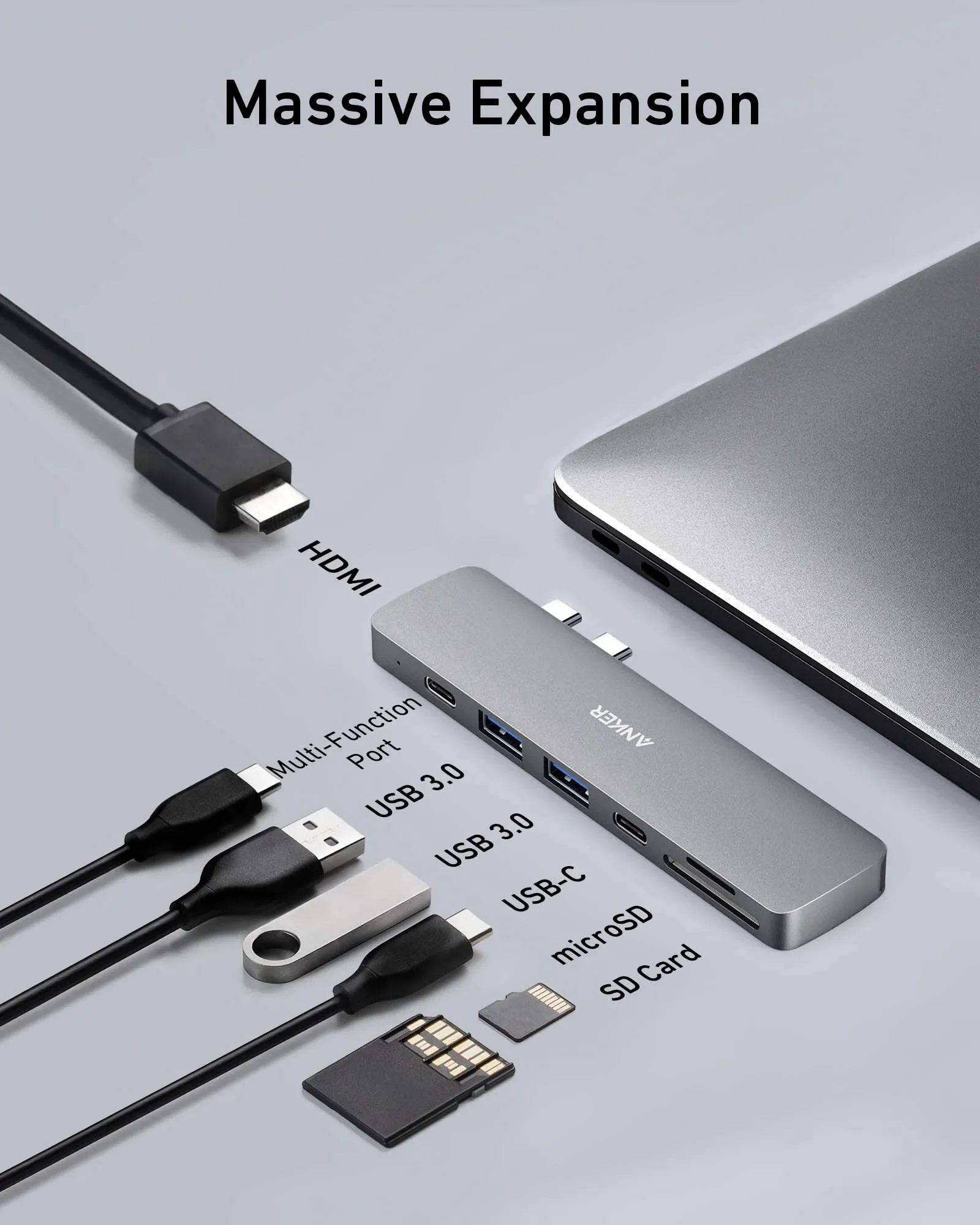 Anker USB C Hub for MacBook, 7-in-2 USB C to C Adapter, Compatible