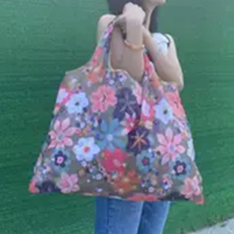 נמר קיפול תיק קניות הדפסה שקית פרחים סופרמרקט תיק יד אור עמיד למים שקית ירקות תיק