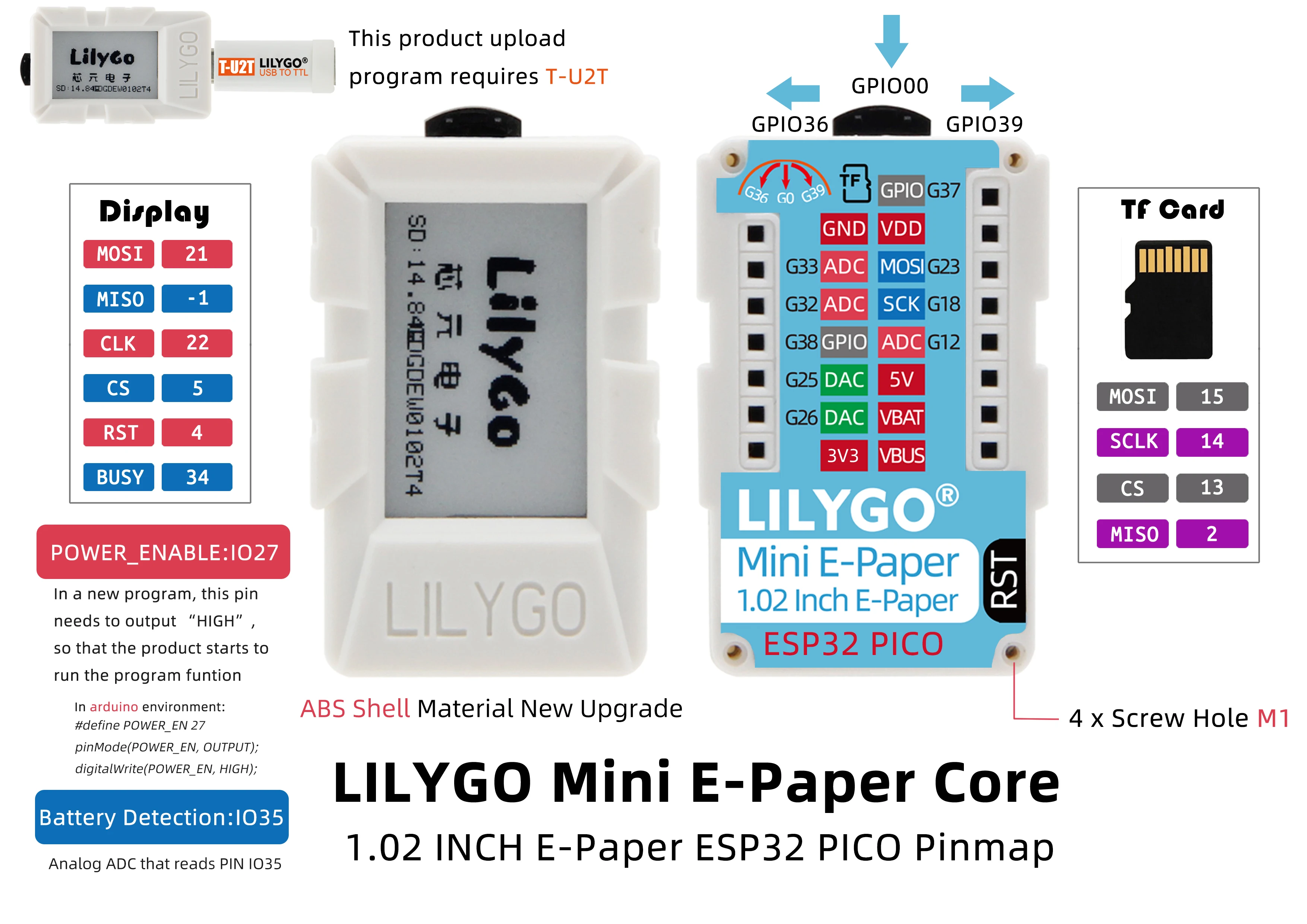 ® TTGO Mini E-Paper Core ESP32 1.02 Inch Display ESP32 PICO Wireless Wifi BLE Mo