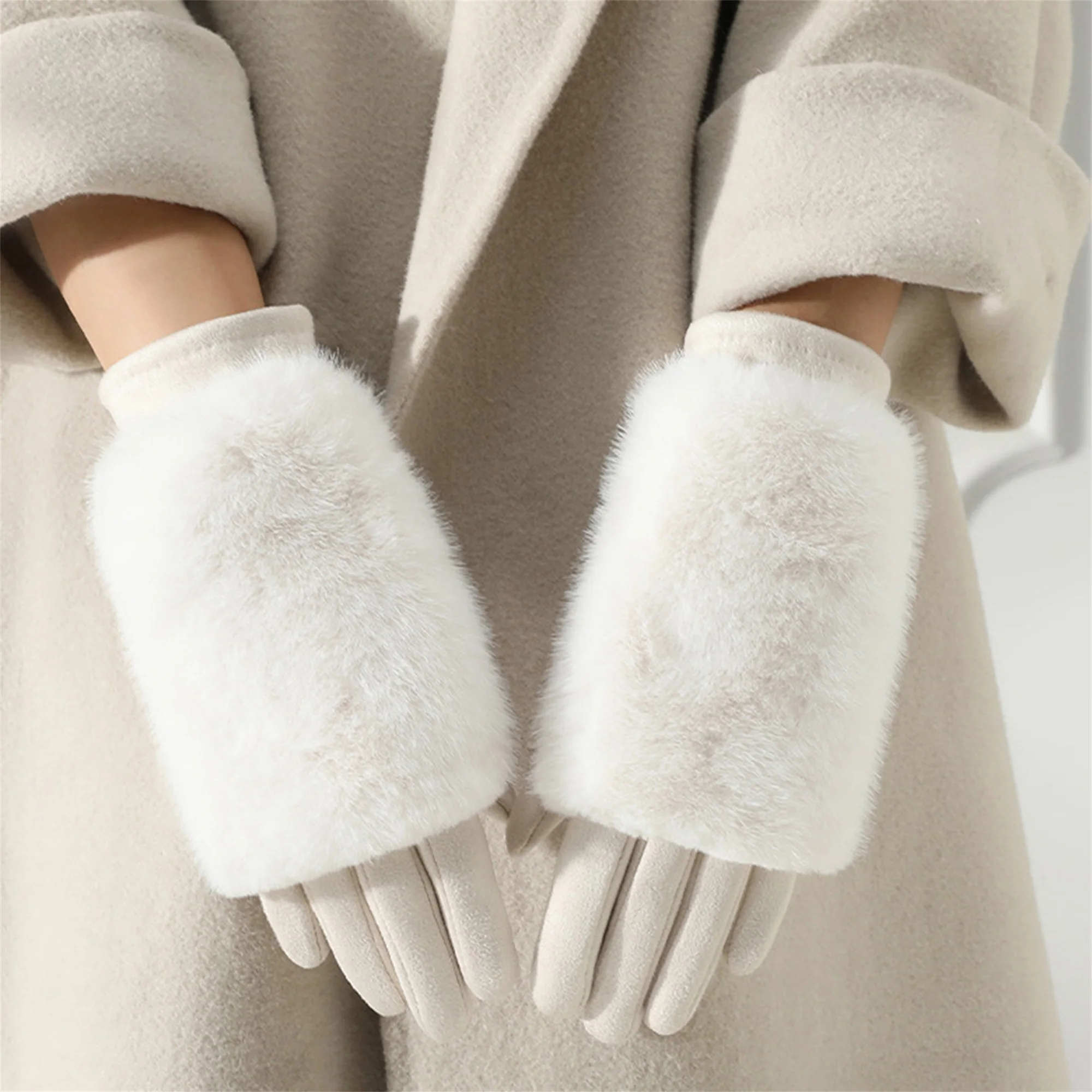 Women s Detachable Two Piece Gloves Touchscreen Friendly Winter Cold Proof Warm Gloves for Outdoor Cycling Riding