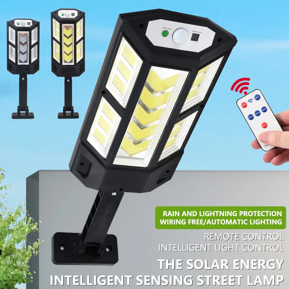 New upgrade Solar Street Lights Outdoor, Solar Lamp With 3 Light Mode Waterproof Motion Sensor Security Lighting for Garden