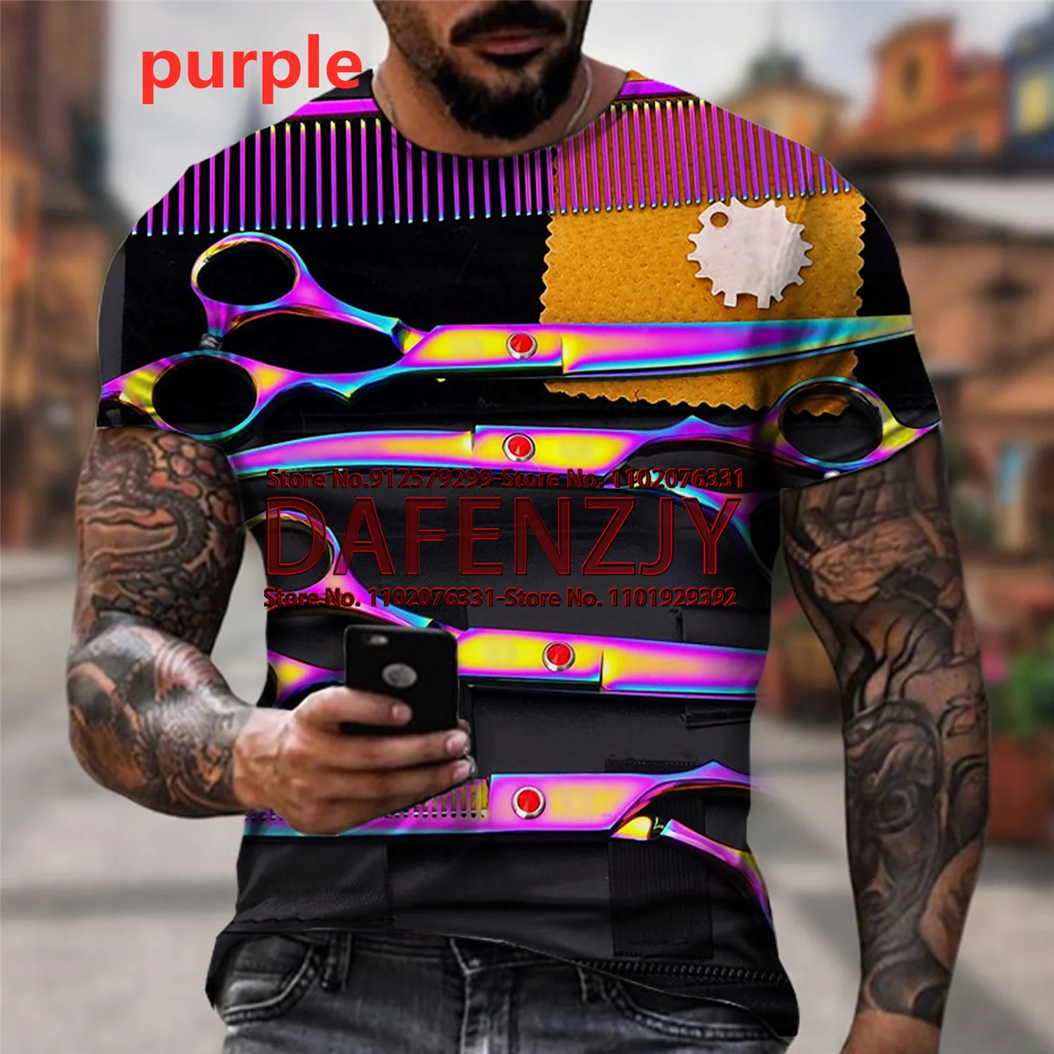 

Barber Scissors 3D Print Short Sleeve Streetwear Men Women Casual Fashion Tees Tops Personality T-shirts