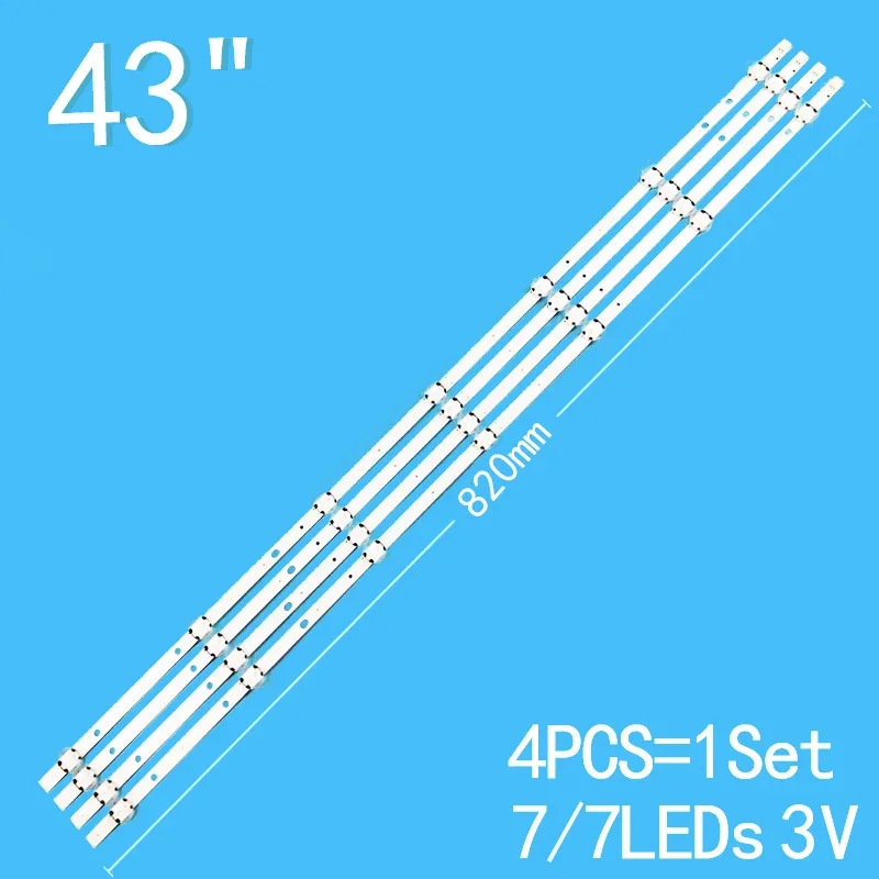 4pcs 8leds 3v 820mm for 43 tv 43ce1271d1 43h80 k43c8003030t03086c9 rev1 2w New 4PCS/lot 820mm 2A+2B For 43