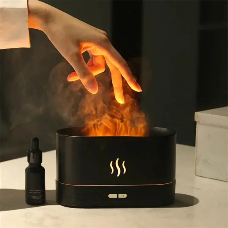 

3D Simulation Flame Humidifier Aroma Diffuser Bedroom Colorful Flame Humidifier Home Ultrasonic Atomization Atmosphere Lamp