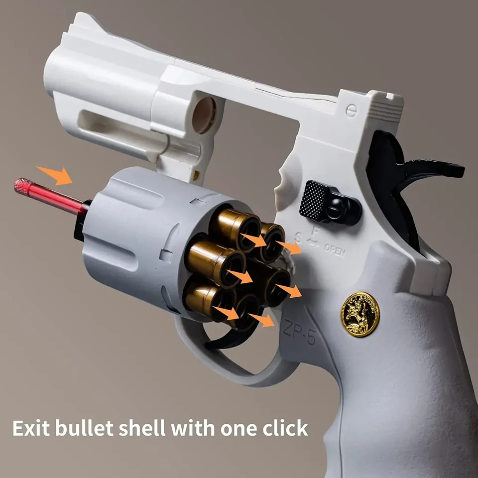 ZP5 357 Revolver Automatic Mechanical Launcher Continuous Fire Gun Soft Dart Bullets Toy Gun CS Outdoor Weapons for Kids