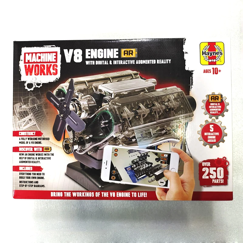 V8ミニエンジンモデル,カーエンジン,アセンブリ,科学実験,250パーツを備えたモデルキット
