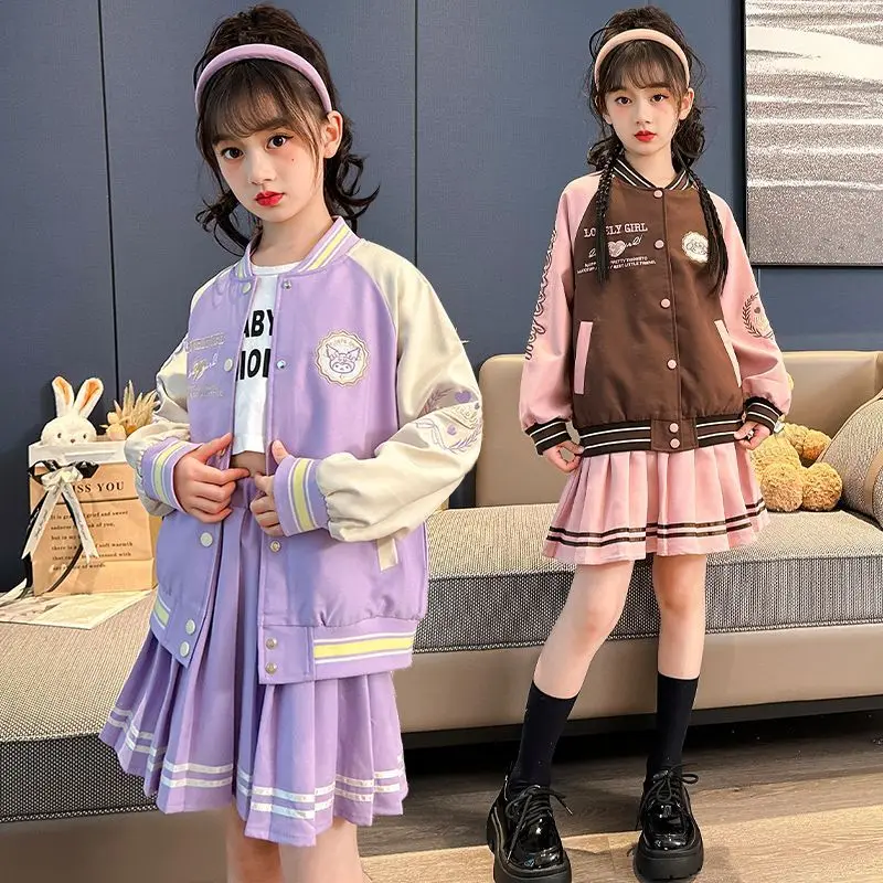 

Girly Heart Kawaii Sanrio Kuromi Anime Coat Jk Skirt Two Piece Suit Cute Cartoon My Melody Casual Clothing Toys for Girls Gift