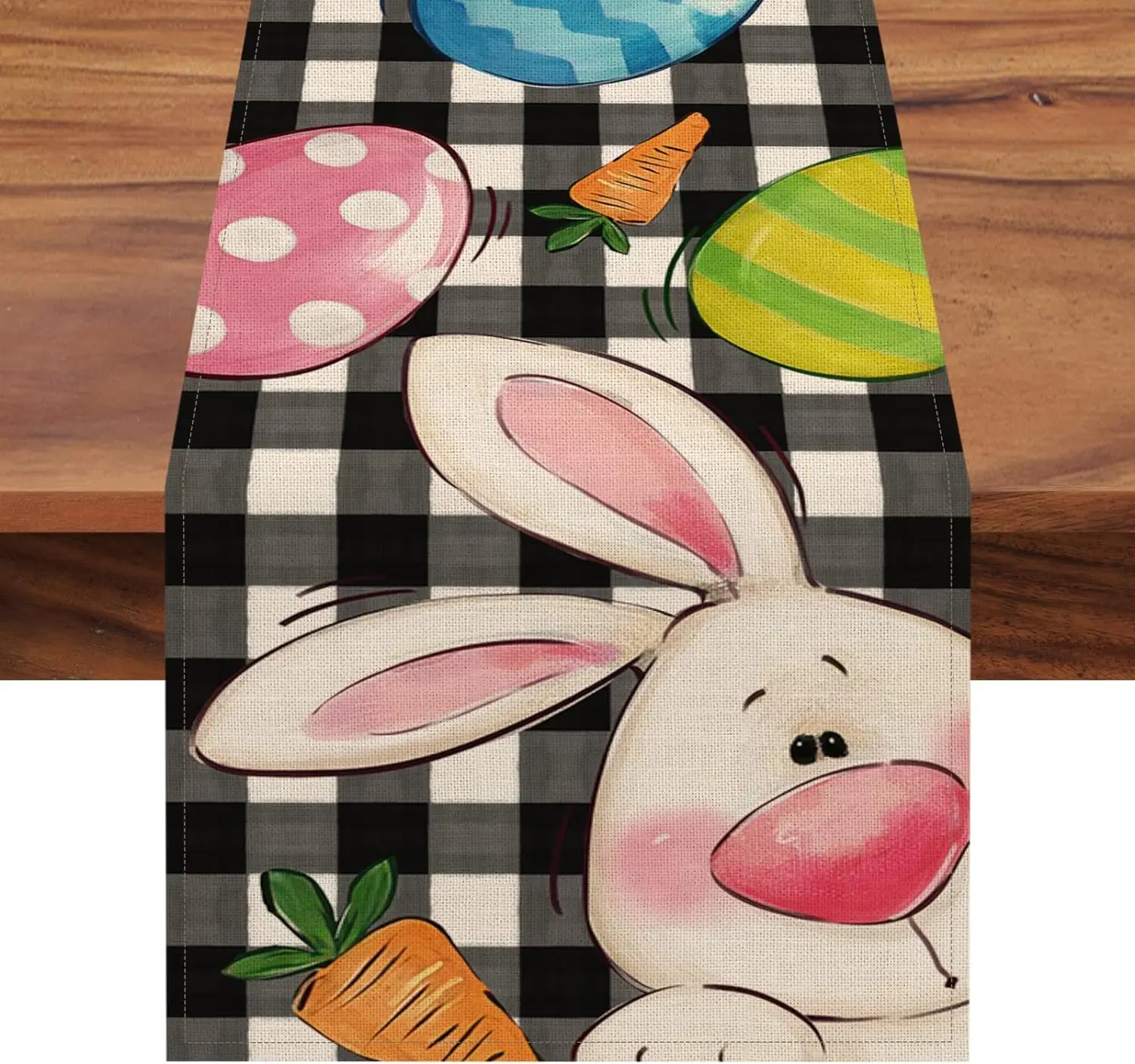 

Easter Eggs Bunny Rabbit Carrot Table Runner Kitchen Dining Table Decor Funny Spring Cute Home Decoration Holiday Party Supply