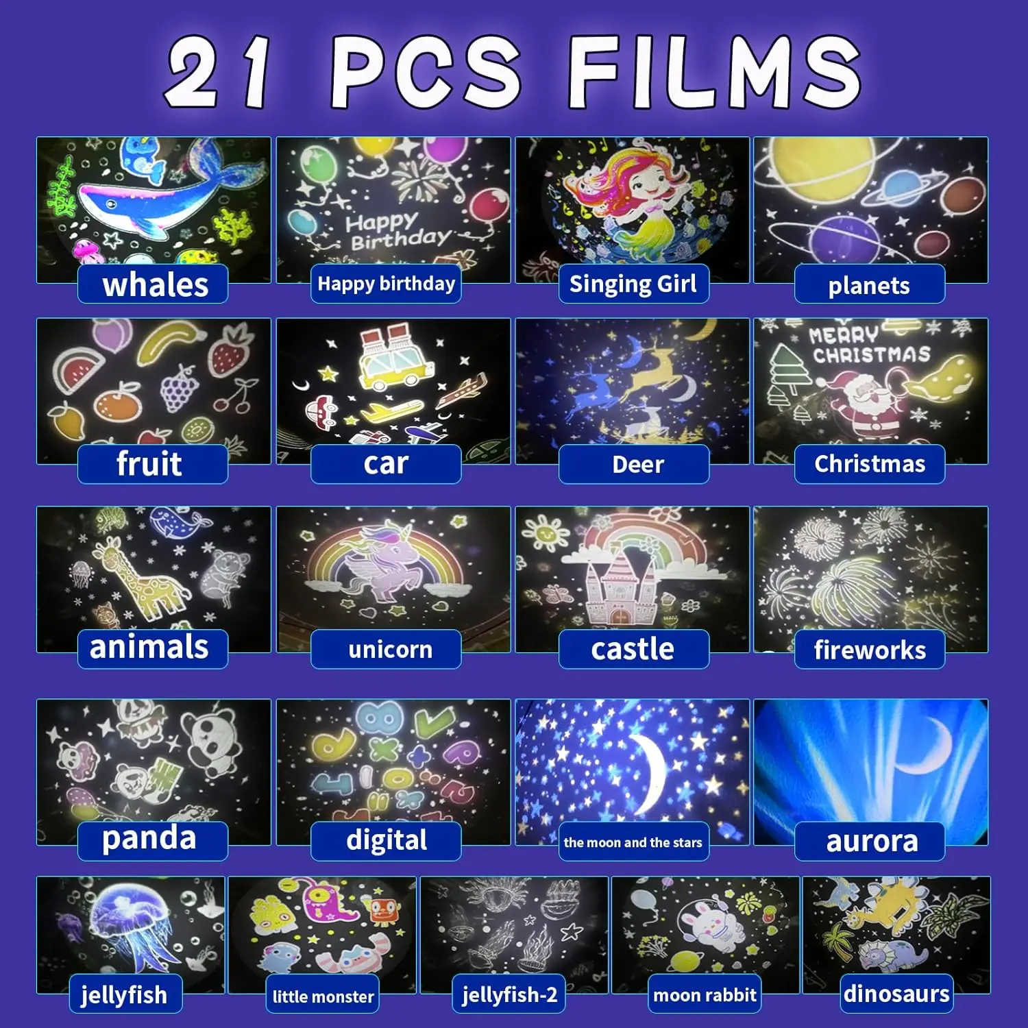 Galaxy Solar System Projector Nightlights 360°Rotating 21 Films Kids Star Night Light Projector for Bedroom Home Decoration lamp 5