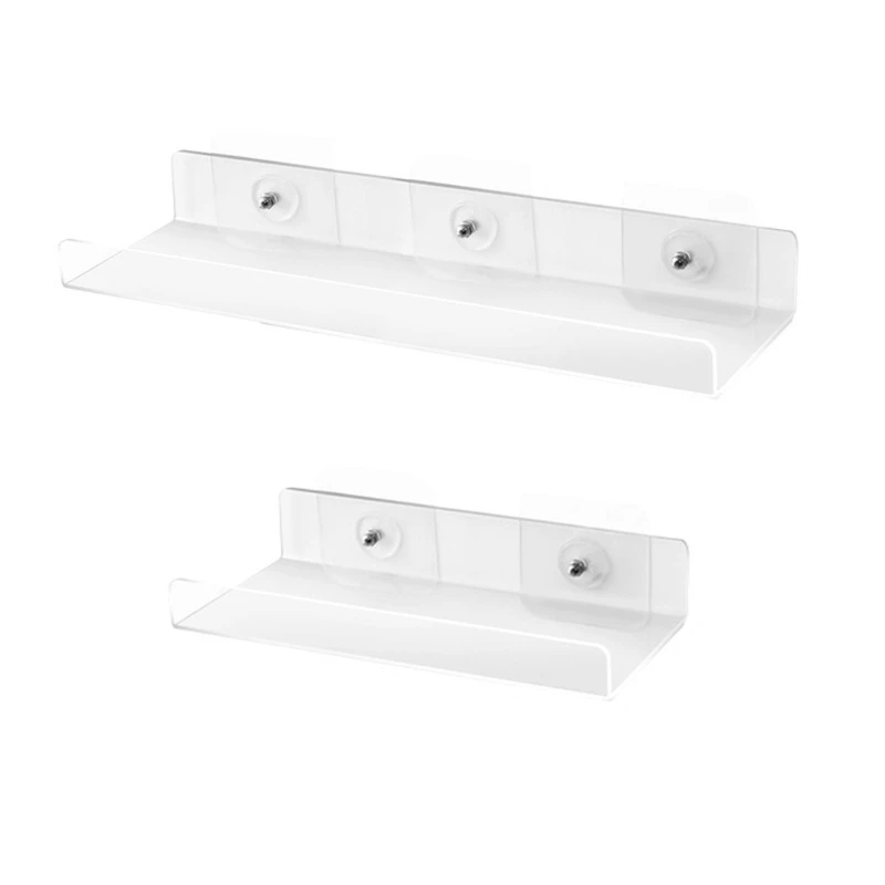 Clear Acrylic Wall Shelves,Small Floating Adhesive Shelf That Can Be  Installed in Bathroom, Living Room, Kitchen, Shower Room,Used to  Display,Organize