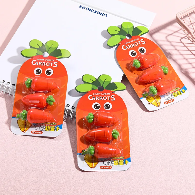 Carrots Shape Funny Erasers for Kids Fruit School Rubber Korean Stationery Kawaii School Supply Cute Desk Accessories