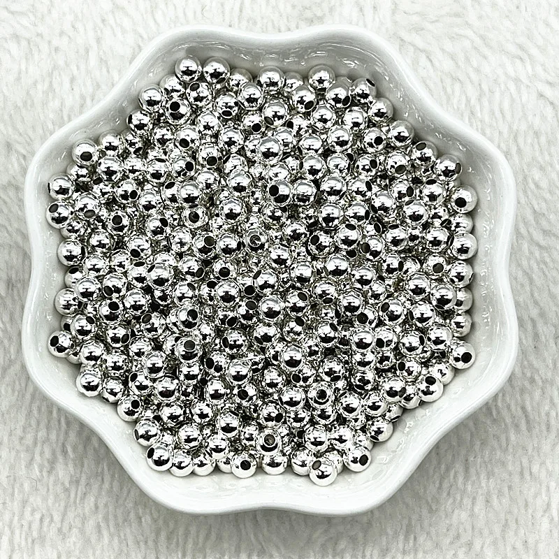 Elegant Plating Metal Beads: Smooth Ball Spacer for Jewelry Crafting and Handmade Accessories