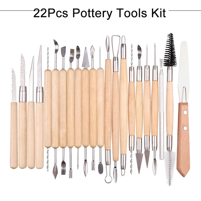 22pcs Professional Pottery & Polymer Clay Tools Sculpting Set Steel Tip  Tools for Pottery Clay Modeling