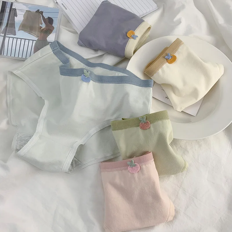 

2023 Популярные фрукты девушки хлопчатобумажное нижнее белье Женские трусики Средняя талия воздухопроницаемые трусики Сексуальные трусики Треугольные шорты 5 шт. / шт.