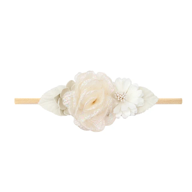Pearl Lace Artificial Flower Headband Newborn Headband for Baby Girl Handmade Hairband Hair Accessories резинки для волос детям 18