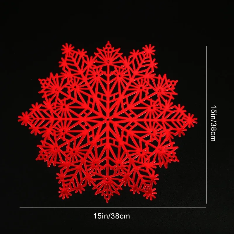 Christmas meal mat romantic snowflake PVC Christmas decoration Western food mat heat release waterproof oil proof insulation mat