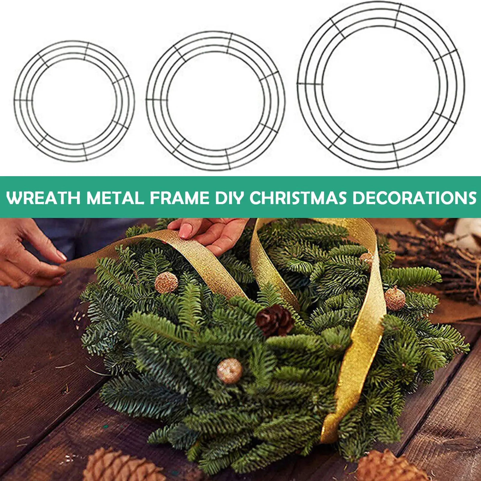 

Metal Round Hoop DIY Christmas Decoration Wire Wreath Frame Wall Hanging For Wedding Valentine Decorations E2V2