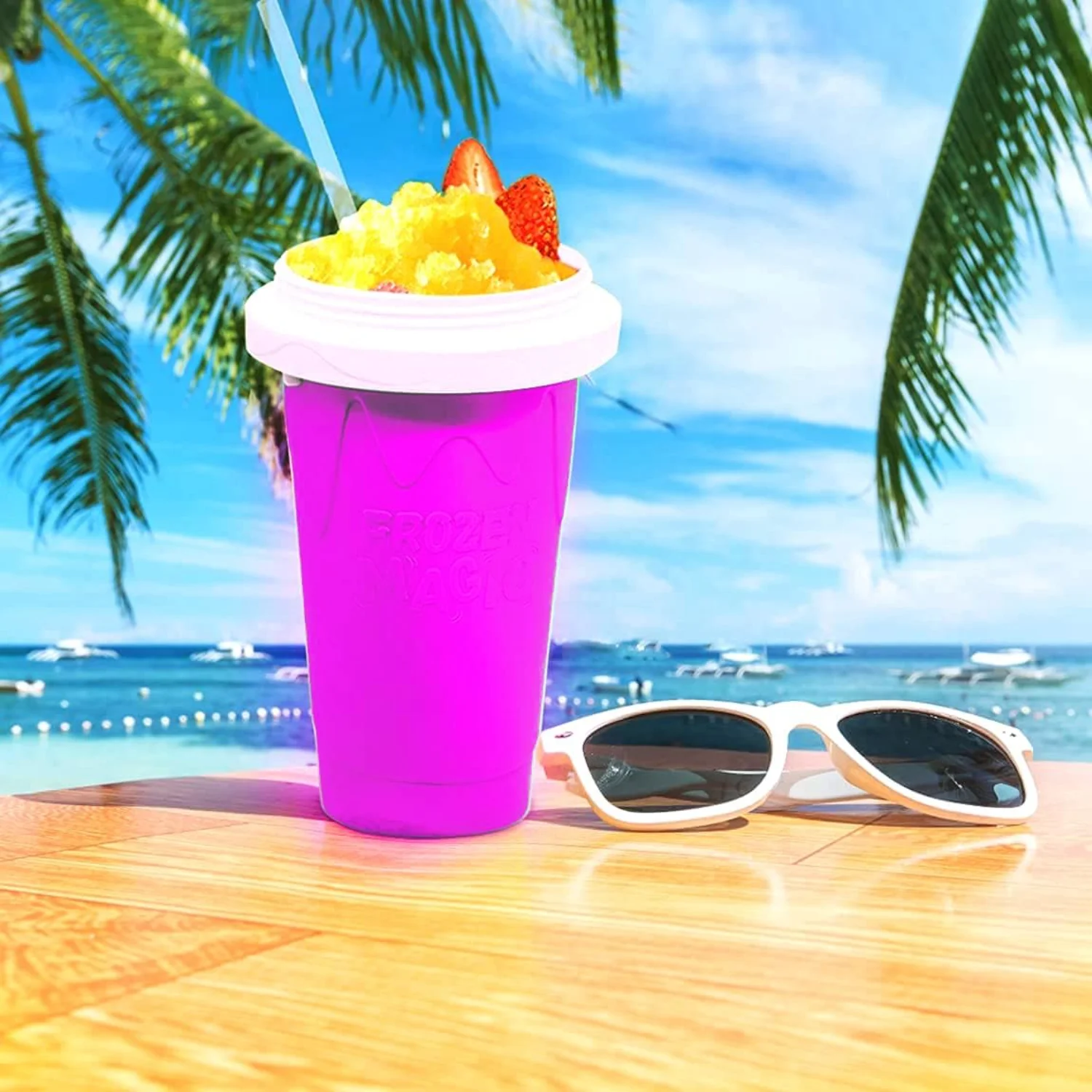 Slushy Maker Cup for TIK TOK Quick Smoothies & Ice Cream-Easy-carry, Blue Color
