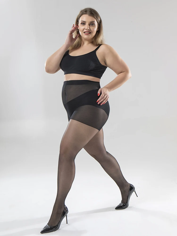 Bonas 20d ultra dünne Strumpfhose große Frauen 120kg Strumpfhosen super elastische Queen-Size sexy Nylon Strumpfhosen plus Größe Strumpfhosen