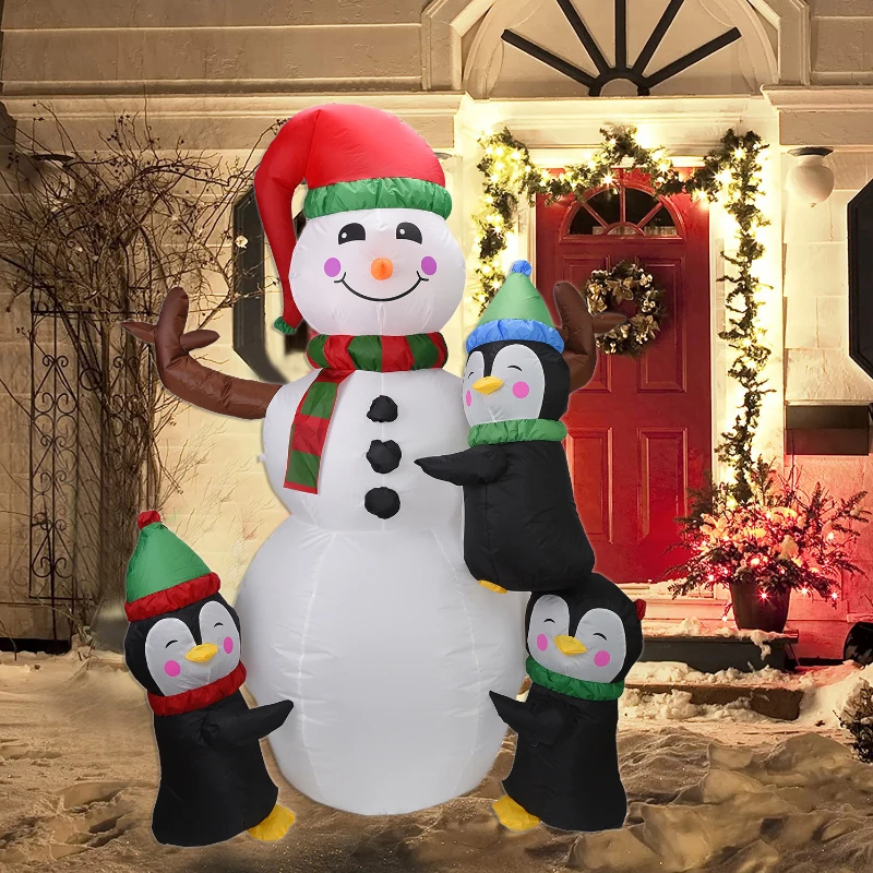 

Christmas Snowman Inflatable Model LED Luminous Decoration Holiday Decoration Courtyard Layout Penguin