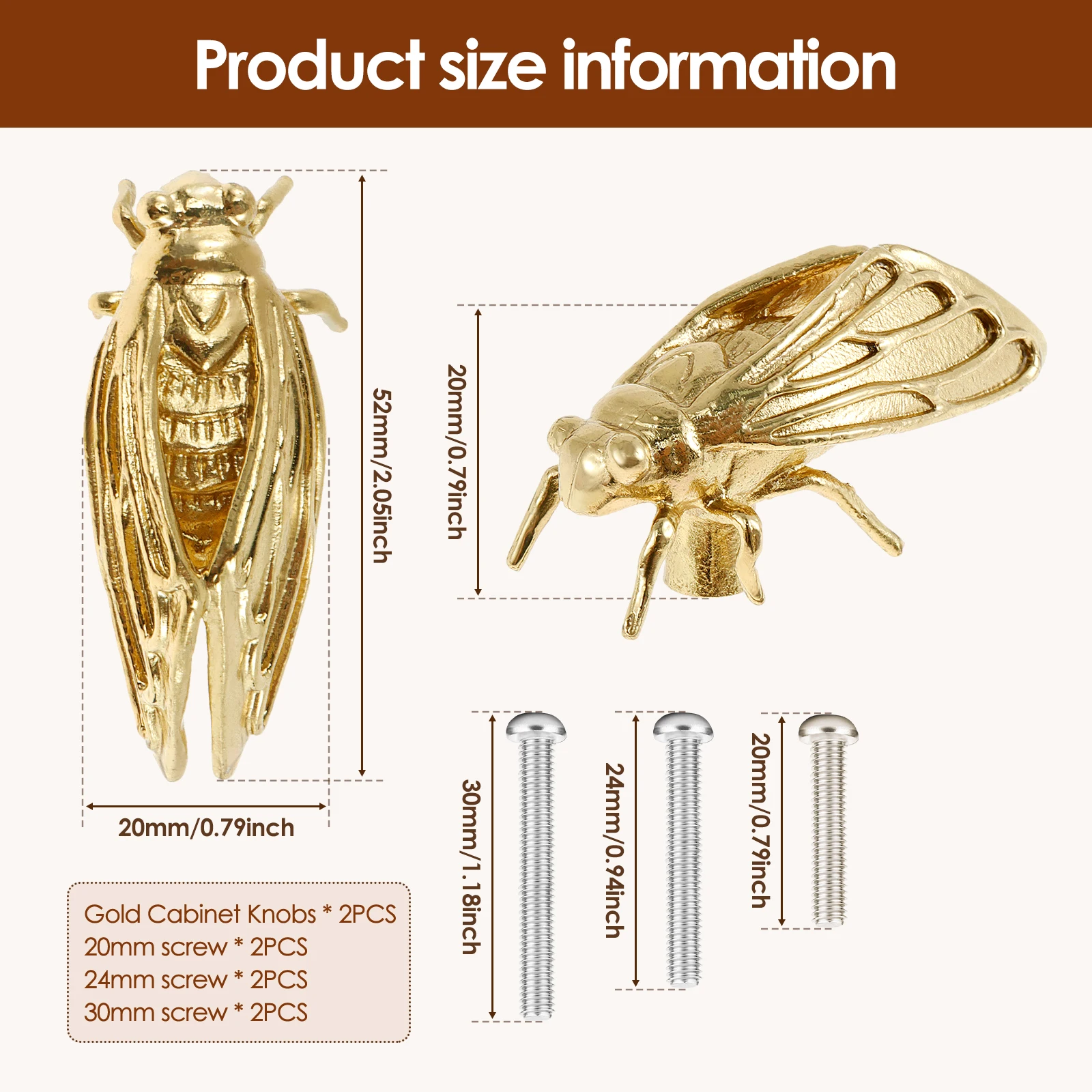 2 Pomelli Esagonali In Ottone Per Mobili - Oro, 30x21 Mm, Con Viti Per Cassetti E Armadi - Foto 11