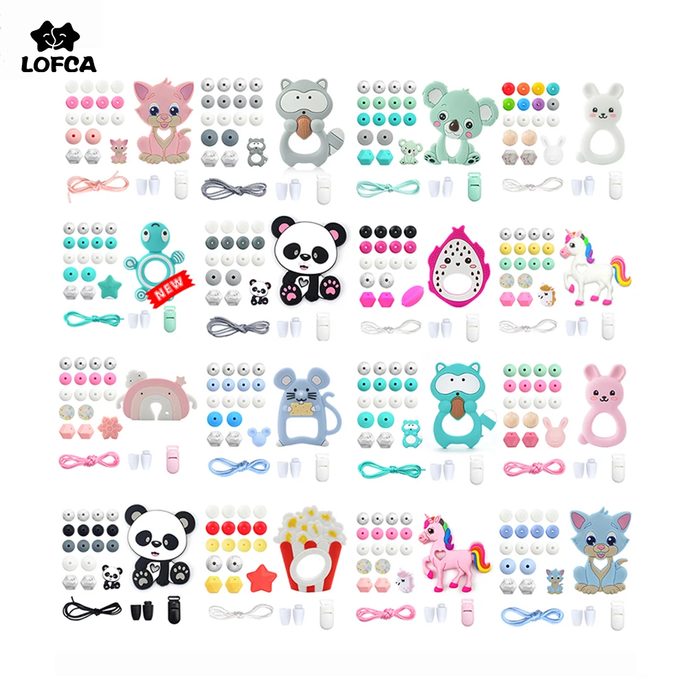 1PC Raccoon Silicone Teether Toys Necklace Accessories Infant Chew Toys Raccoon Silicone Beads Soft teether DIY Baby Teething 2