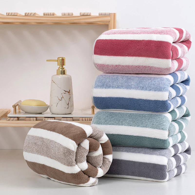 Description Picture 6 of itemThickened Striped Absorbent Bath Towel Soft Face Towel for Home Absorbent and Comfortable Couple's Large Towels Wrapping Towels