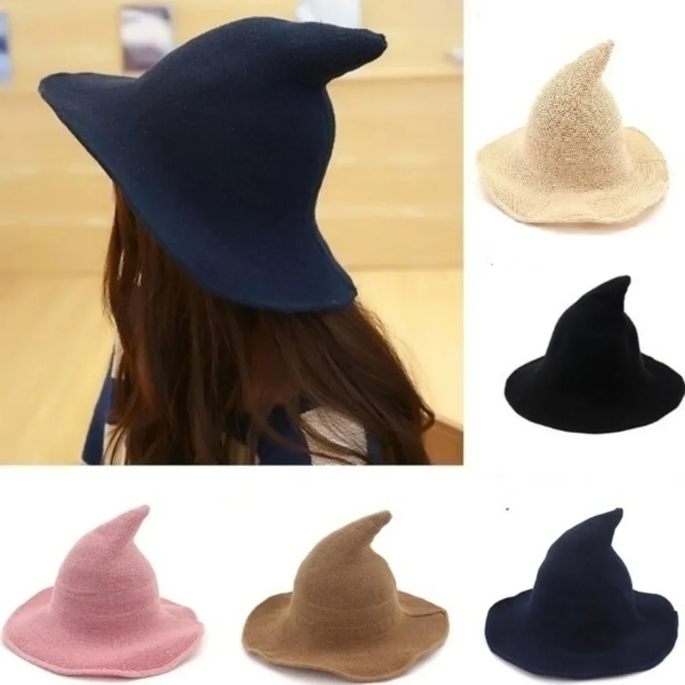 New Halloween Fashion Women Fold Caps Witch Hat Party Witch Hat Black Oxford Cloth Witch Hats Prop Decoration Hats Accessories