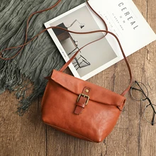  MJ Soft Genuine Leather Women Messenger Bag Female Real Leather Crossbody Shoulder Bags Small Handbag Retro Phone Bag for Girls 