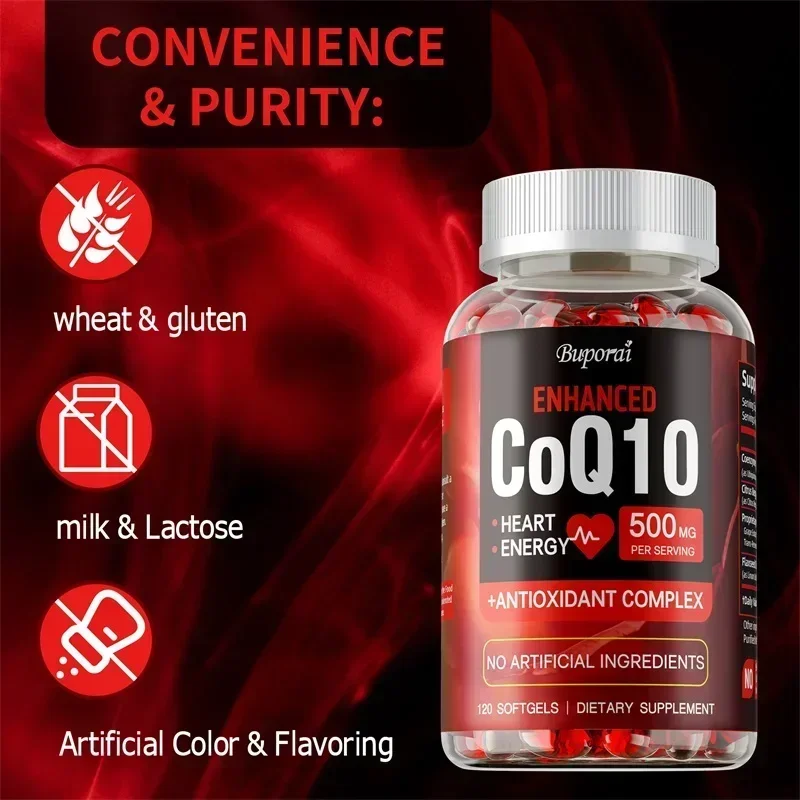 CoQ10 Supplement - Supports Heart and Cardiovascular Health, Anti-Aging, Energy Supplement, Gluten-Free, Non-GMO 4
