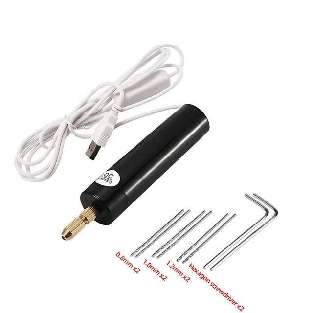 Mini Trapano Elettrico LANTRO JS - USB, 11000 Giri/min, Per Fori 0.7-1.3mm, Con 3 Punte - Foto 7