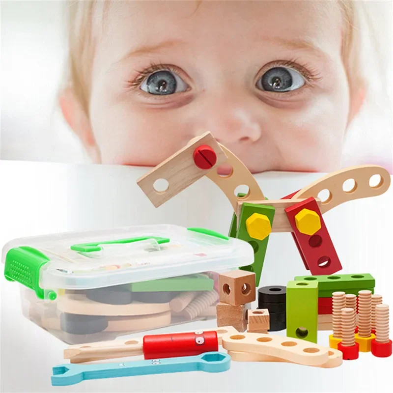 Children's Wooden Toolbox Montessori Educational Toys Nuts Screws Simulated Carpenter Assembly Repair Tools Creative Play Set 3