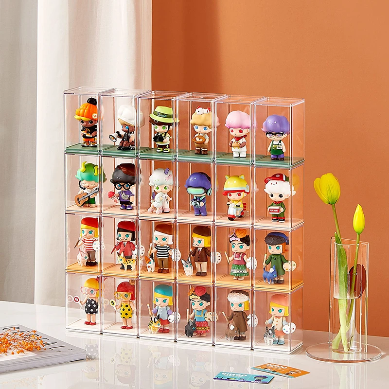 Plant Storage Boxes and Bins 6pcs Blind box storage display box Dustproof transparent doll storage box Simplicity Toy Garage Kit display rack Storage Boxes & Bins near me