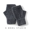 2025 Winter Women 100% Merino Wool Mitts 15cm Knitted Fingerless Gloves Thermal Gloves Semi Finger Lengthen Mittens Arm Warmers