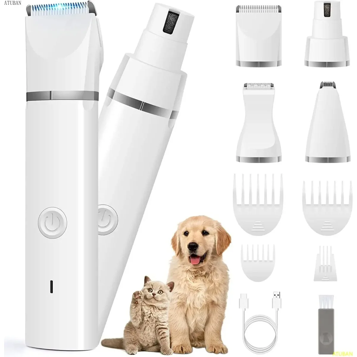 ATUBAN Pet Nail Clipper Grinder Dog Cat Grooming Kit