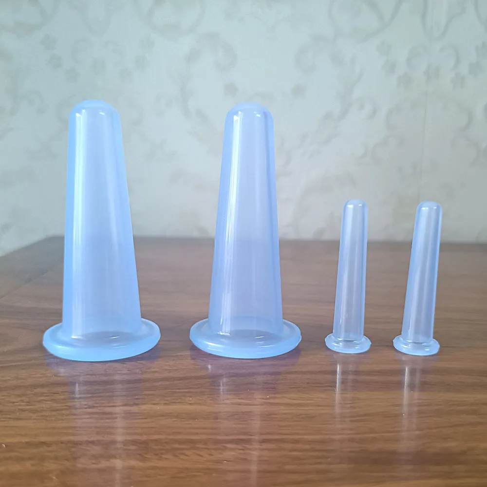 Silicone Vacuum Cupping Massage Jars Anti Cellulite Massage Facial Suction Cups Face Neck Lift Skin Scraping Beauty Tool 4PCS