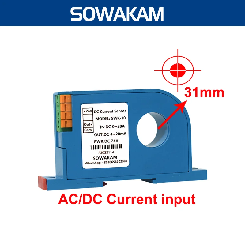 

AC DC Hall Current Transmitter 50A 100A 200A 500A Current Sensor Output 4-20mA 0-10V RS485 Current Detection Module 31mm Hole