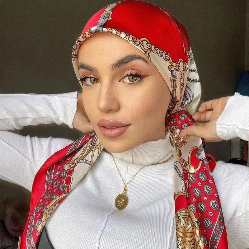 Foulards en soie pour femmes, 90x90cm, marque de luxe, Foulard de styliste,  Hijab, Bandana, pour l'été - AliExpress
