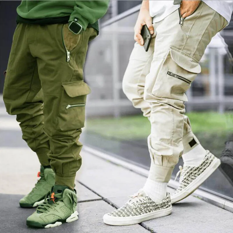 

ARENS Latest Hot Sale Men's Fashion Trend Street Hip Hop Multi-Pocket Zipper Design High Street Outdoor Leisure Running Pants